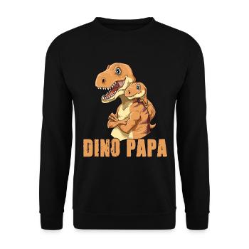 Dino Papa Vater und Baby Papa Vatertag - Unisex Pullover - Schwarz - Vorne - Alina (178cm) & Michal (187cm)