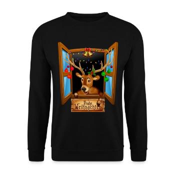 Christmas gift idea reindeer! Merry Christmas - Unisex Sweatshirt - black - Front - Alina (178cm) & Michal (187cm)