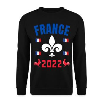France 2022 Football Maillot Les Bleus Coq Drapeau - Sweat-shirt Unisexe - noir - Devant - Alina (178cm) & Michal (187cm)