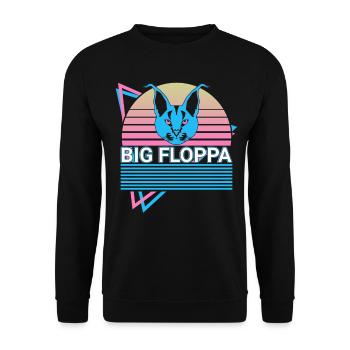 Big Floppa Karakal Katze Meme Retro - Unisex Pullover - Schwarz - Vorne - Alina (178cm) & Michal (187cm)