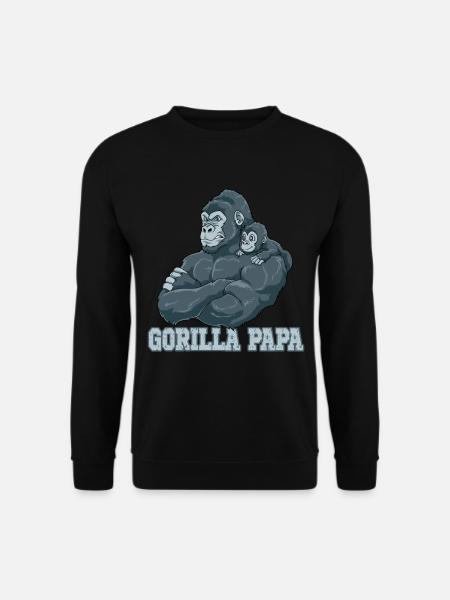Gorilla Papa Vater und Baby Papa Vatertag - Unisex Pullover - Schwarz