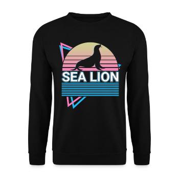 Lion de mer Rétro - Sweat-shirt Unisexe - noir - Devant - Alina (178cm) & Michal (187cm)