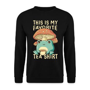 Cottagecore Esthétique Grenouille Sirotant du thé - Sweat-shirt Unisexe - noir - Devant - Alina (178cm) & Michal (187cm)