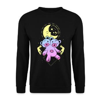 Kawaii Ours Pastel Goth Croissant de Lune Gothique - Sweat-shirt Unisexe - noir - Devant - Alina (178cm) & Michal (187cm)