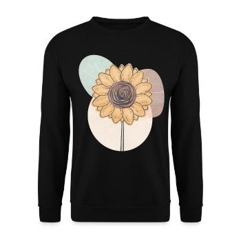 Bohemian Aesthetic Sunflower Retro Pastel - Unisex Pullover - Schwarz - Vorne - Alina (178cm) & Michal (187cm)