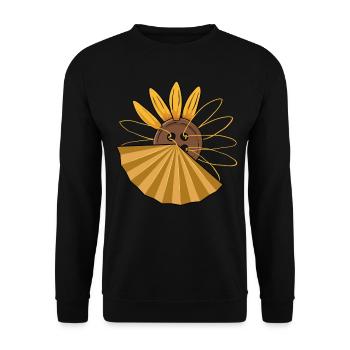Avant Garde Aesthetic Sunflower Button Weirdcore - Unisex Pullover - Schwarz - Vorne - Alina (178cm) & Michal (187cm)