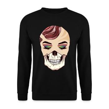 Avant Garde Aesthetic Gothic Skull Goth Hippie - Unisex Pullover - Schwarz - Vorne - Alina (178cm) & Michal (187cm)