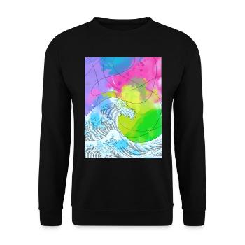 Art Academia Aesthetic Great Wave Off Kanagawa - Unisex Sweatshirt - black - Front - Alina (178cm) & Michal (187cm)