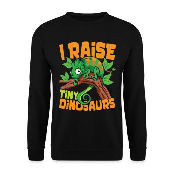 I Raise Tiny Dinosaurs für Reptilienhalter - Unisex Pullover - Schwarz - Vorne - Alina (178cm) & Michal (187cm)