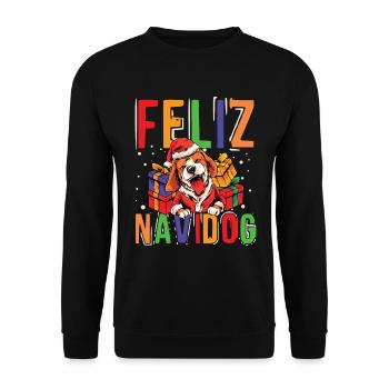 Feliz Navidog Hunde Weihnachten - Unisex Pullover - Schwarz - Vorne - Alina (178cm) & Michal (187cm)