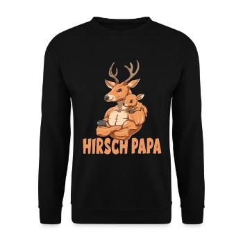 Starker Hirsch mit Hirsch Kind - Unisex Pullover - Schwarz - Vorne - Alina (178cm) & Michal (187cm)