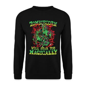 Zombiecorn Will Star You Magically - Unisex Pullover - Schwarz - Vorne - Alina (178cm) & Michal (187cm)