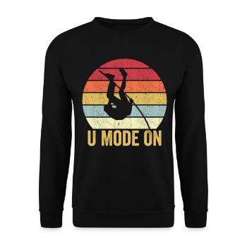 Funny Pole Vaulting Stabhochsprung U-Modus auf Ret - Unisex Pullover - Schwarz - Vorne - Alina (178cm) & Michal (187cm)
