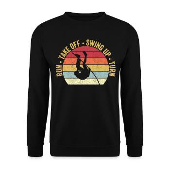 Lustiger Stabhochsprung Stabhochsprung - Unisex Pullover - Schwarz - Vorne - Alina (178cm) & Michal (187cm)