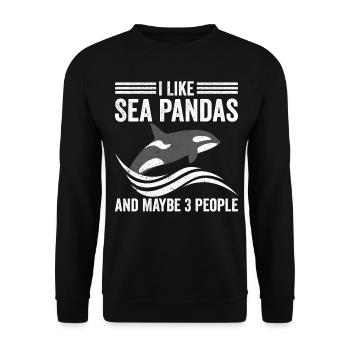 Funny Orca Whale Sea Panda and maybe 3 Mens - Unisex Sweatshirt - black - Front - Alina (178cm) & Michal (187cm)