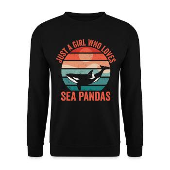Lustiger Orca-Wal Meer Panda Retro - Unisex Pullover - Schwarz - Vorne - Alina (178cm) & Michal (187cm)