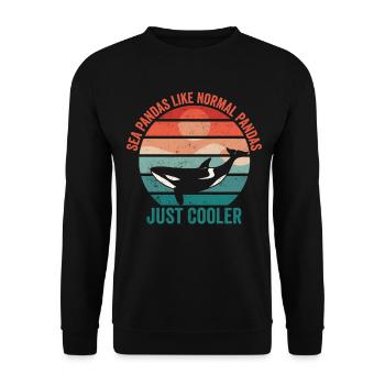 Drôle d’orque de mer Panda Rétro - Sweat-shirt Unisexe - noir - Devant - Alina (178cm) & Michal (187cm)