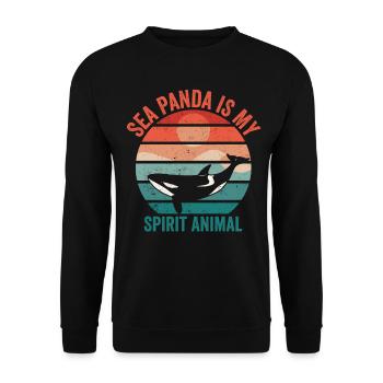Drôle d’orque de mer Panda Rétro - Sweat-shirt Unisexe - noir - Devant - Alina (178cm) & Michal (187cm)