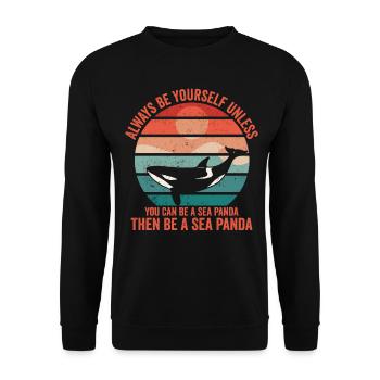 Drôle d’orque de mer Panda Rétro - Sweat-shirt Unisexe - noir - Devant - Alina (178cm) & Michal (187cm)