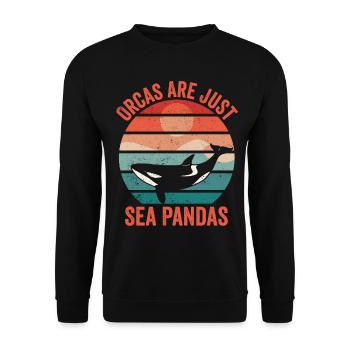 Drôle d’orque de mer Panda Rétro - Sweat-shirt Unisexe - noir - Devant - Alina (178cm) & Michal (187cm)
