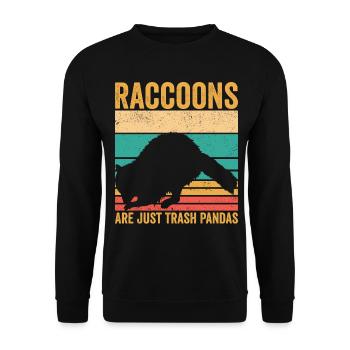 Funny raccoons are just garbage pandas retro - Unisex Sweatshirt - black - Front - Alina (178cm) & Michal (187cm)