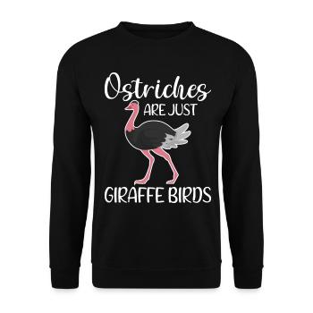 Lustige Strauße sind nur Giraffenvögel - Unisex Pullover - Schwarz - Vorne - Alina (178cm) & Michal (187cm)