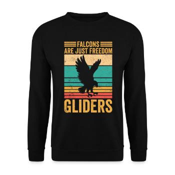 Funny falcons are just freedom gliders retro - Unisex Sweatshirt - black - Front - Alina (178cm) & Michal (187cm)