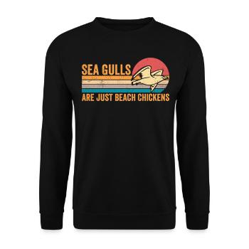 Lustige Möwe Seemöwe sind nur Strandhühner - Unisex Pullover - Schwarz - Vorne - Alina (178cm) & Michal (187cm)
