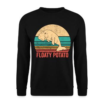 Lustige Seekuh Floaty Kartoffel Retro - Unisex Pullover - Schwarz - Vorne - Alina (178cm) & Michal (187cm)