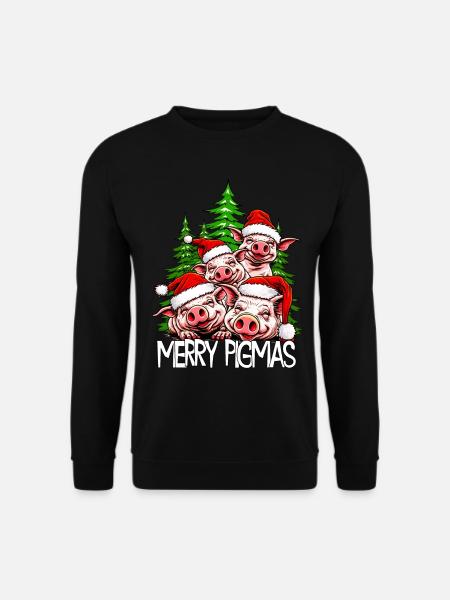 Merry pigmas Weinachtsschwein frohe Schweinnachten - Unisex Pullover - Schwarz