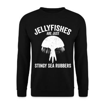 Les drôles de méduses ne sont que des gommes de mer avares - Sweat-shirt Unisexe - noir - Devant - Alina (178cm) & Michal (187cm)