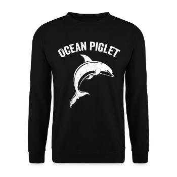 Lustiges Delphin-Ozean-Ferkel - Unisex Pullover - Schwarz - Vorne - Alina (178cm) & Michal (187cm)