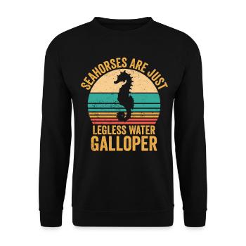 Lustige Seepferdchen sind nur beinlose Wassergalop - Unisex Pullover - Schwarz - Vorne - Alina (178cm) & Michal (187cm)