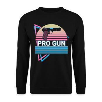 Pro Gun Retro - Unisex Pullover - Schwarz - Vorne - Alina (178cm) & Michal (187cm)