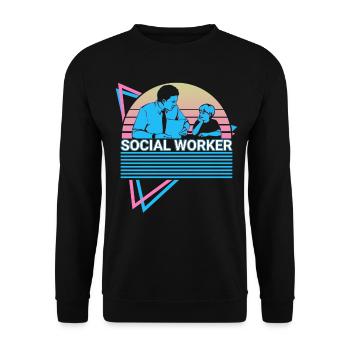 Social Worker Retro - Unisex Sweatshirt - black - Front - Alina (178cm) & Michal (187cm)