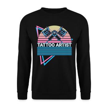 Tatoueur rétro - Sweat-shirt Unisexe - noir - Devant - Alina (178cm) & Michal (187cm)