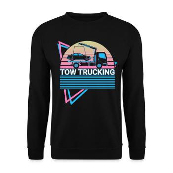 Abschleppdienst Abschleppwagen Retro - Unisex Pullover - Schwarz - Vorne - Alina (178cm) & Michal (187cm)