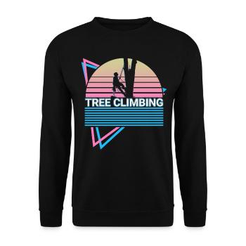 Baumklettern Baumkletterer Retro - Unisex Pullover - Schwarz - Vorne - Alina (178cm) & Michal (187cm)