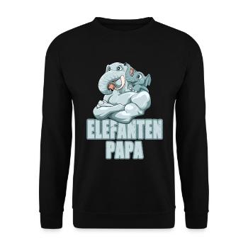 Starker Elefant mit Elefanten Kind - Unisex Pullover - Schwarz - Vorne - Alina (178cm) & Michal (187cm)