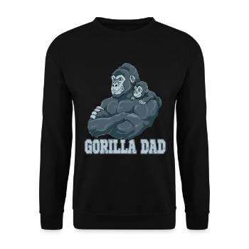 Gorilla Dad Gorilla Papa und Baby Papa Vatertag - Unisex Pullover - Schwarz - Vorne - Alina (178cm) & Michal (187cm)
