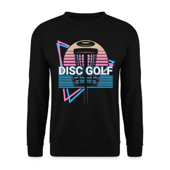 Disc Golf Spieler Retro - Unisex Pullover - Schwarz - Vorne - Alina (178cm) & Michal (187cm)