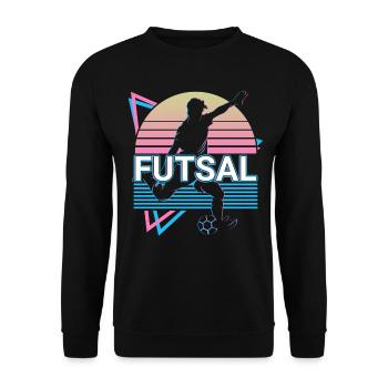 Futsal-Spieler Retro - Unisex Pullover - Schwarz - Vorne - Alina (178cm) & Michal (187cm)