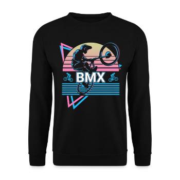 Bmx Biker Biking Retro - Unisex Pullover - Schwarz - Vorne - Alina (178cm) & Michal (187cm)
