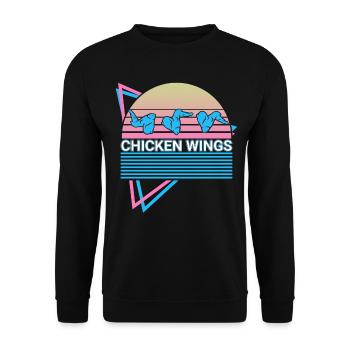 Chicken Wings Retro - Unisex Pullover - Schwarz - Vorne - Alina (178cm) & Michal (187cm)