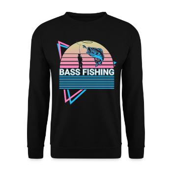 Bass Fishing Fischer Retro - Unisex Pullover - Schwarz - Vorne - Alina (178cm) & Michal (187cm)