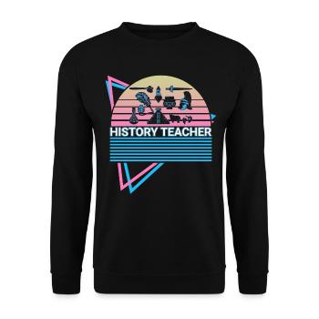 Geschichtslehrer Retro - Unisex Pullover - Schwarz - Vorne - Alina (178cm) & Michal (187cm)