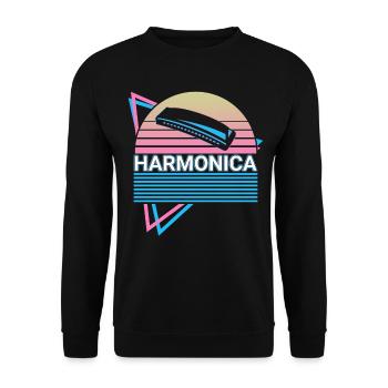 Harmoniciste Harmoniciste Joueur Rétro - Sweat-shirt Unisexe - noir - Devant - Alina (178cm) & Michal (187cm)