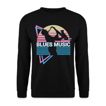 Blues Musik Retro - Unisex Pullover - Schwarz - Vorne - Alina (178cm) & Michal (187cm)