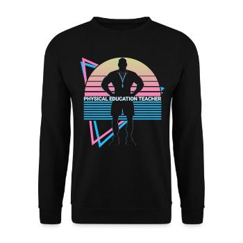 Sports teacher Sports teacher retro - Unisex Sweatshirt - black - Front - Alina (178cm) & Michal (187cm)