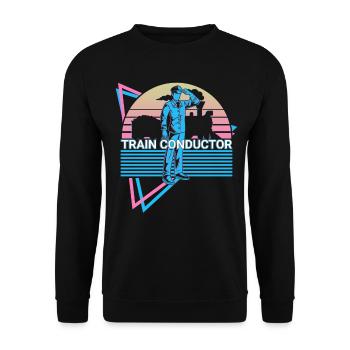 Train conductor Retro - Unisex Sweatshirt - black - Front - Alina (178cm) & Michal (187cm)